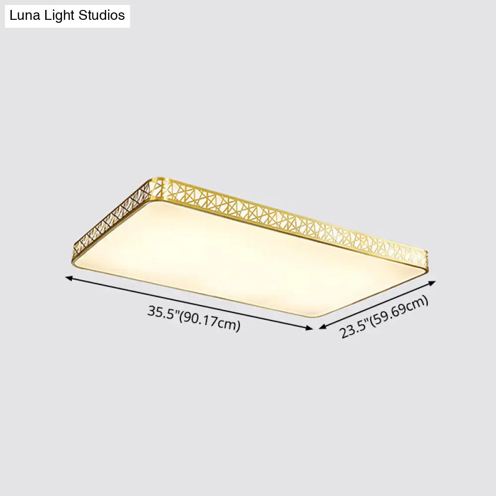 Minimalist Brass Ceiling Light With Geometric Design And Led Flushmount