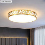 Minimalist Brass Ceiling Light With Geometric Design And Led Flushmount