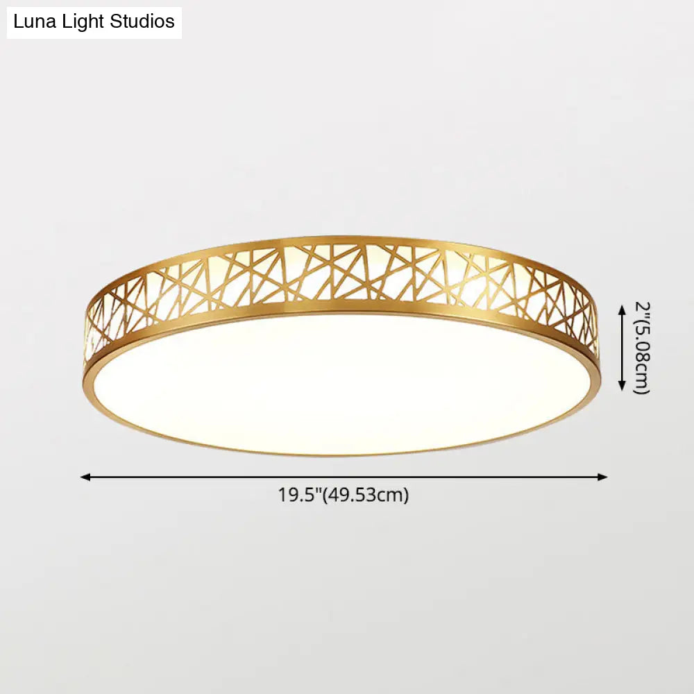 Minimalist Brass Ceiling Light With Geometric Design And Led Flushmount
