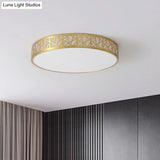 Minimalist Brass Ceiling Light With Geometric Design And Led Flushmount