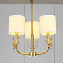 Minimalist Brass Deer Chandelier With Fabric Shade - Elegant Metal Hanging Lamp 3 /