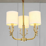 Minimalist Brass Deer Chandelier With Fabric Shade - Elegant Metal Hanging Lamp 3 /