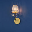Minimalist Brass Finish Tapered Wall Sconce With Crystal Accents 1 /