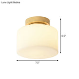 Minimalist Brass Jar Flush Mount With Frosted Glass Shade