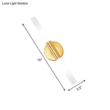 Minimalist Brass Led Wall Sconce With White Glass Tubular Design