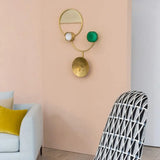 Minimalist Brass Orbit Wall Sconce - 10/12.5/17 Wide Light Fixture With White / 17