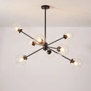 Minimalist Bubble Glass Chandelier - 8-Light Pendant Lamp With Sleek Sputnik Design Black