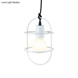 Minimalist Ceiling Pendant Light With Metal Capsule Frame Shade - White/Pink/Yellow