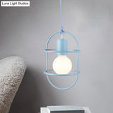 Minimalist Ceiling Pendant Light With Metal Capsule Frame Shade - White/Pink/Yellow