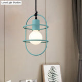 Minimalist Ceiling Pendant Light With Metal Capsule Frame Shade - White/Pink/Yellow