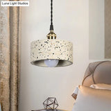 Minimalist Cement Suspension Pendant Light For Kitchen - Single Head Drum Shape Undertint Design