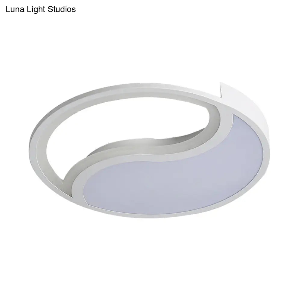 Minimalist Circle Led Ceiling Light - White Acrylic Warm/White/3 Color Options 16’/19.5’ Wide