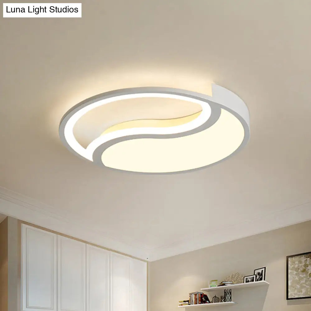 Minimalist Circle Led Ceiling Light - White Acrylic Warm/White/3 Color Options 16’/19.5’ Wide
