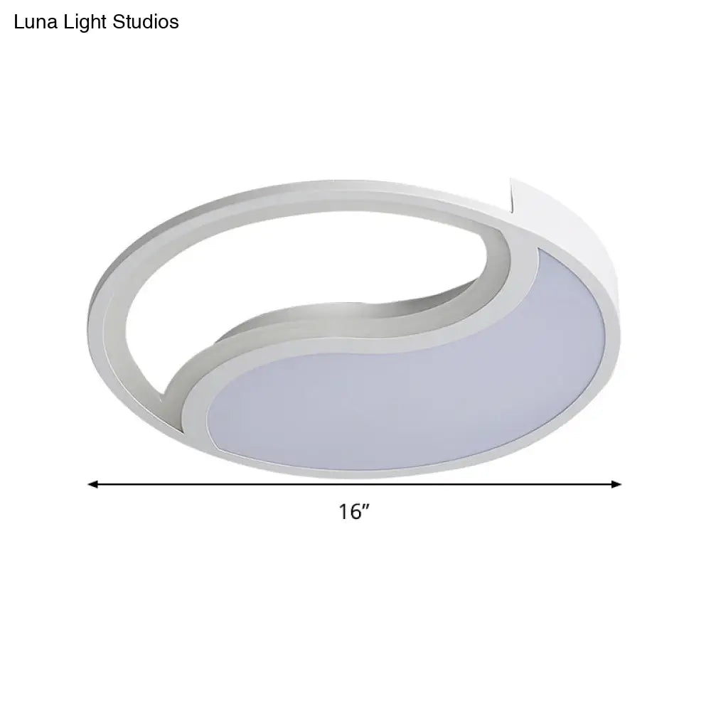 Minimalist Circle Led Ceiling Light - White Acrylic Warm/White/3 Color Options 16’/19.5’ Wide