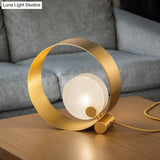 Minimalist Circle Nightstand Lamp - Gold Metal 1-Light Living Room Lighting