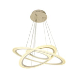 Minimalist White Led Pendant Chandelier For Dining Room - Simple Style Circle Design