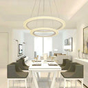 Minimalist Circle Pendant Chandelier: Acrylic Led Hanging Light For Dining Room In White 2 / 23.5’’