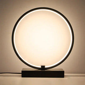 Minimalist Circular Led Night Table Lamp For Bedroom Décor Black / Natural