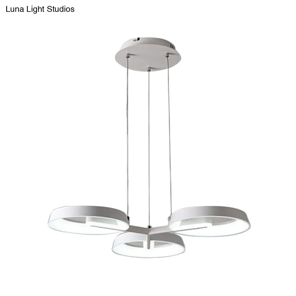 Minimalist Circular Metal Pendant Chandelier - White 3/6 Hanging Lights for Dining Room