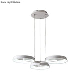 Minimalist Circular Metal Pendant Chandelier - White 3/6 Hanging Lights for Dining Room