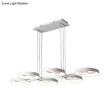 Minimalist Circular Metal Pendant Chandelier - White 3/6 Hanging Lights for Dining Room