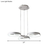 Minimalist Circular Metal Pendant Chandelier - White 3/6 Hanging Lights for Dining Room