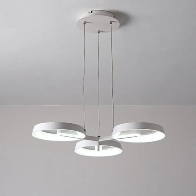 Minimalist Circular Metal Pendant Chandelier - White 3/6 Hanging Lights for Dining Room 3 / White