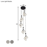 Minimalist Clear/Amber/Smoke Gray Glass Stair Cluster Pendant Lamp - Global 20-Light Ceiling Light