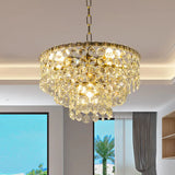 Minimalist Clear Crystal Ball Pendant Chandelier - 5 Heads Round Layered Design For Dining Room