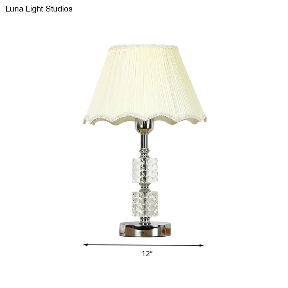 Minimalist Clear Crystal Cylinder Night Light For Living Room White Nightstand Lamp