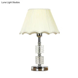 Minimalist Clear Crystal Cylinder Night Light For Living Room White Nightstand Lamp