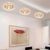 Minimalist Clear Crystal Flush Mount Ceiling Lamp With Mirrored Canopy - Floral Accent For Living