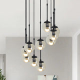 Minimalist Clear Glass Black Pendant Light With Clustered Globes - Industrial Hanging Lamp Kit