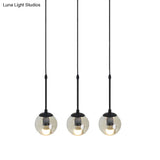 Minimalist Clear Glass Black Pendant Light With Clustered Globes - Industrial Hanging Lamp Kit