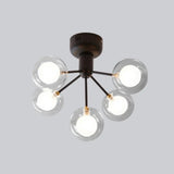 Minimalist Clear Glass Led Flush Mount Light For Corridors Black / Cast Iron