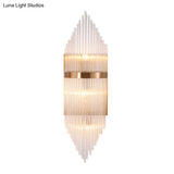 Minimalist Clear Glass Sconce Light With Gold Finish - 2/3 Lights Indoor Wall Lighting