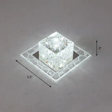 Minimalist Clear Led Crystal Square Flush Mount Lighting For Passage / 5.5’ White