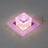 Minimalist Clear Led Crystal Square Flush Mount Lighting For Passage / 7’ Pink