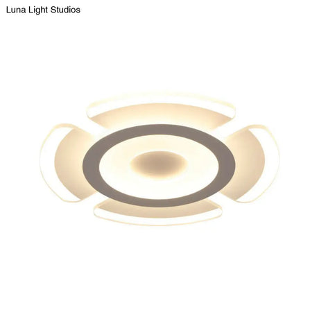 Minimalist Clear Led Flush Mount Fixture For Living Room - Metallic Circular Lighting
