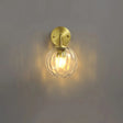 Minimalist Clear Ripple Glass Ball Wall Light: Brass Sconce Fixture For Dining Room / Short Arm