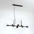 Minimalist Clear/Smoke Grey Glass Globe Island Chandelier - 8 Lights Black/Gold Dining Room Lighting