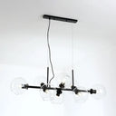 Minimalist Clear/Smoke Grey Glass Globe Island Chandelier - 8 Lights Black/Gold Dining Room Lighting