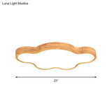 Minimalist Cloud/Star Led Ceiling Light For Children’s Bedroom - Wooden Flush Mount Lamp In Beige