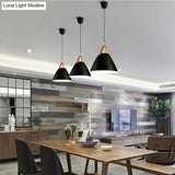 Minimalist Conical Pendant Lighting Fixture For Dining Room - Metal Hanging Lamp