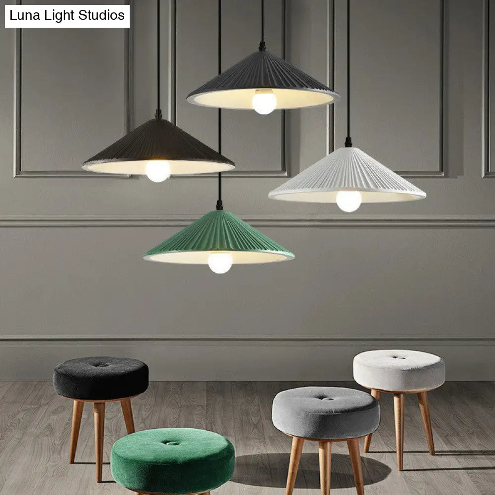 Minimalist Conical Resin Hanging Lamp With 1-Light Suspension For Dining Room