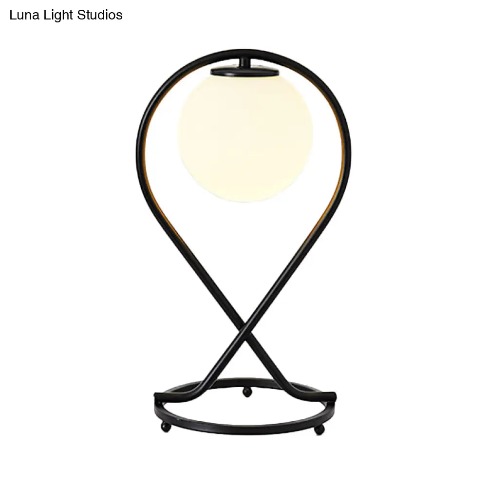 Minimalist Crossed Linear Nightstand Lamp - 1 Light White/Black Finish For Bedroom