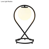 Minimalist Crossed Linear Nightstand Lamp - 1 Light White/Black Finish For Bedroom