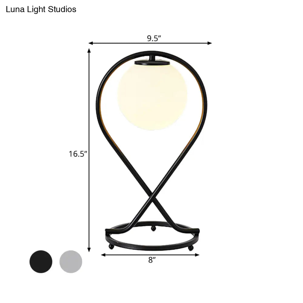 Minimalist Crossed Linear Nightstand Lamp - 1 Light White/Black Finish For Bedroom