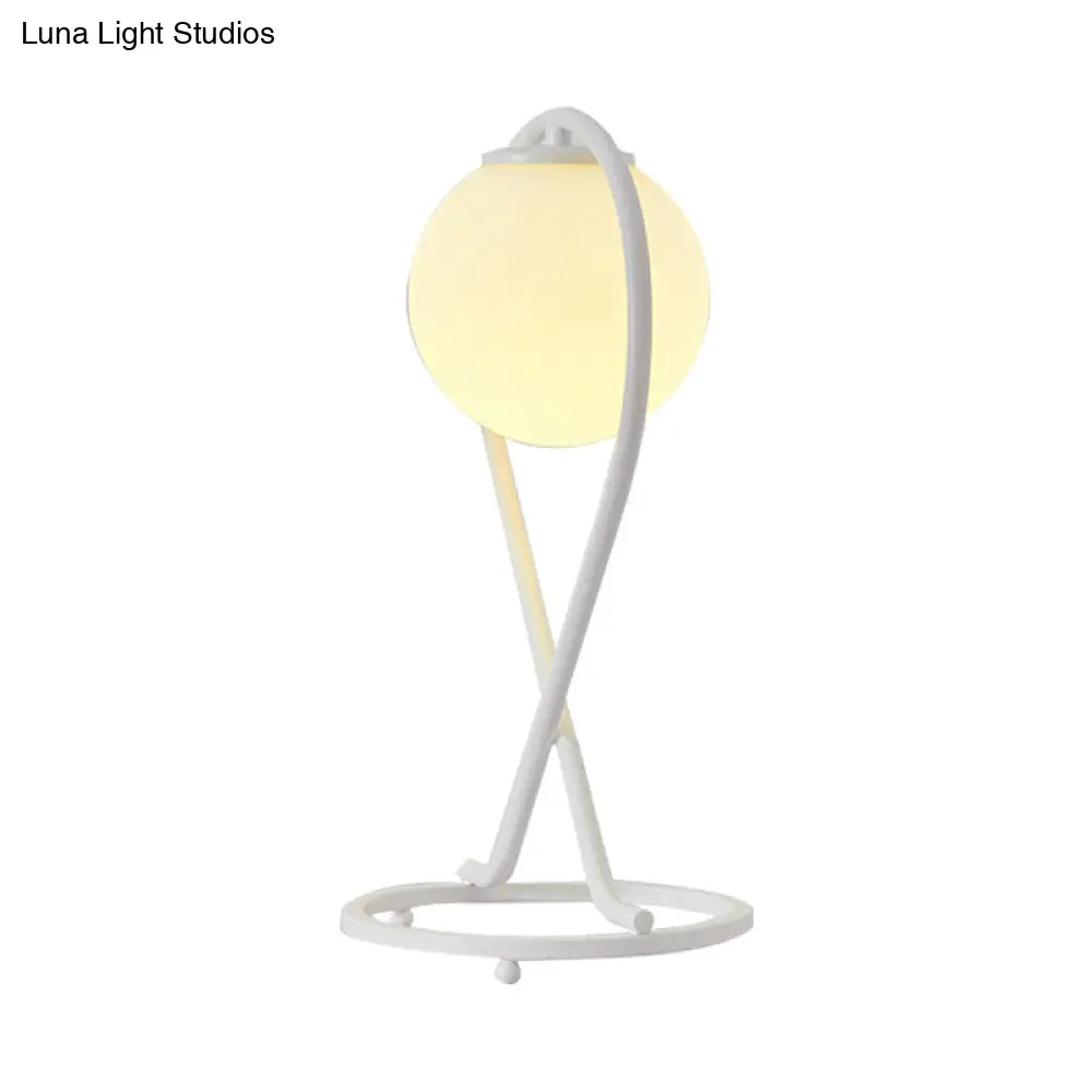 Minimalist Crossed Linear Nightstand Lamp - 1 Light White/Black Finish For Bedroom