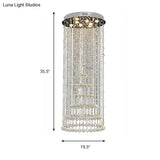 Minimalist Crystal Ball Flush Mount Lighting - 8 Lights In Nickel Finish